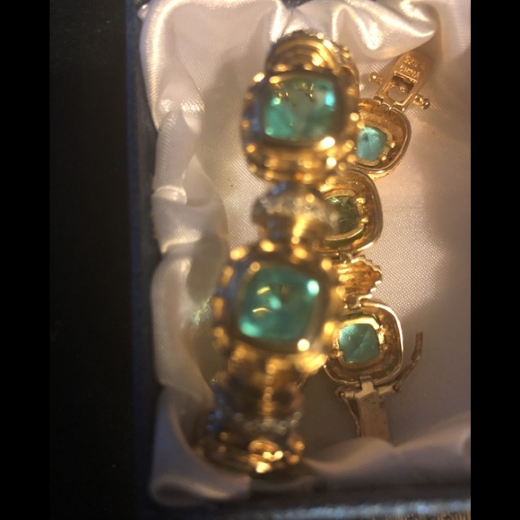 Blue topaz! Bracelet! 14 kt gold over Platinum 925 - Picture 6 of 6